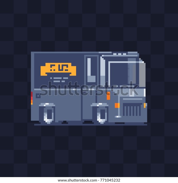 Truck pixel art\
icon. Food van. Game assets. 8-bit style. Sticker design. Isolated\
abstract vector illustration.\
