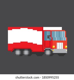 Truck. Pixel art. Old school computer graphic. 8 bit video game. Game assets 8-bit sprite. 16-bit.
