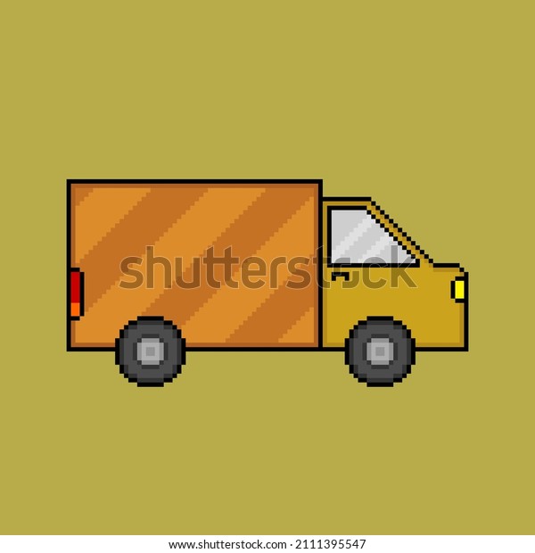Truck in pixel art\
style