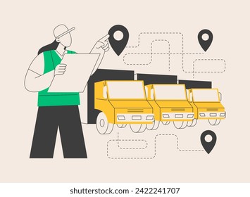 Truck platooning abstract concept vector illustration. Autonomous driving, modern logistics technology, connectivity, electric truck, driverless vehicle, automated highway abstract metaphor.