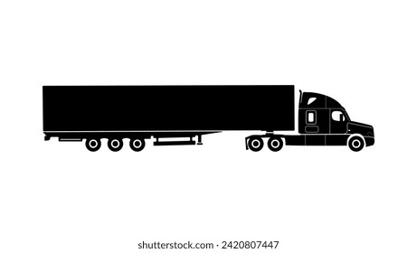 truck profile, black isolated silhouette