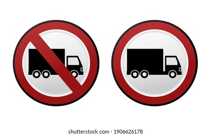 Truck prohibition sign. No truck or no lorry prohibit sign. Illustration vector