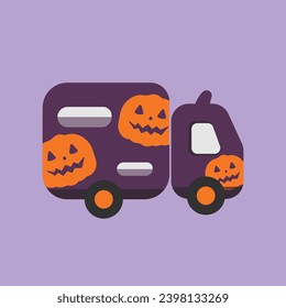 A Truck with Pumpkins sign vector