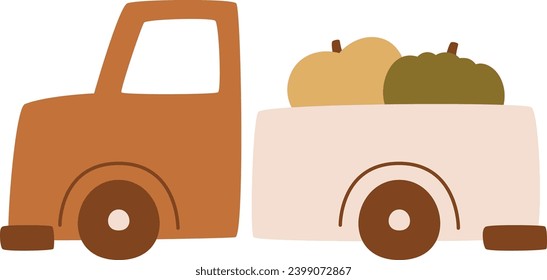 Camión Con Ilustración Vector De Las Calabazas