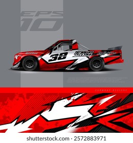 Truck race decal wrap vector. Graphic abstract stripe racing background kit designs for wrap vehicle, race car, rally, adventure and livery