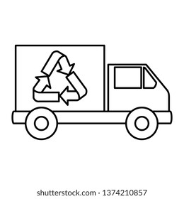 truck with recycle arrows symbol