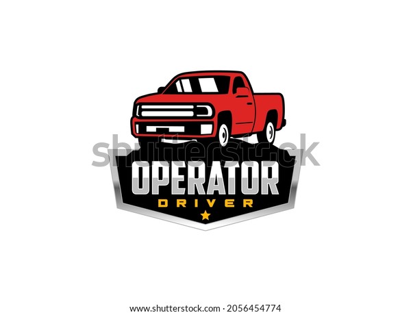 Truck red\
logo vector for construction company. Vehicle equipment template\
vector illustration for your\
brand.