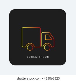 Truck Red & Orange gradient attractive line thin icon / logo design