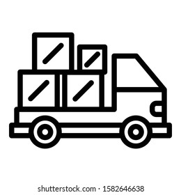 Truck relocation icon. Outline truck relocation vector icon for web design isolated on white background