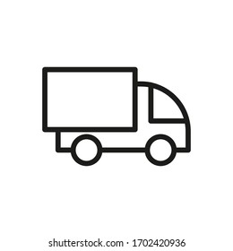 Truck relocation icon. Outline truck relocation vector icon for apps web design isolated on white background.  