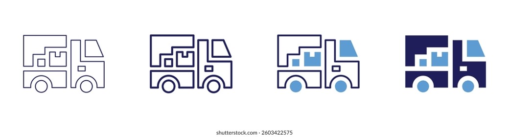 Truck rental icon in 4 different styles. Thin Line, Line, Bold Line, Duotone. Duotone style. Editable stroke.
