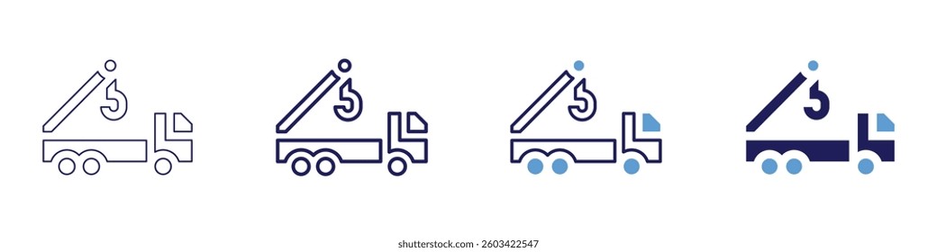 Truck repair parts icon in 4 different styles. Thin Line, Line, Bold Line, Duotone. Duotone style. Editable stroke.