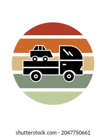 Truck Retro Sunset Design template. Vector design template for logo, badges, t-shirt, POD and book cover. Isolated white background.