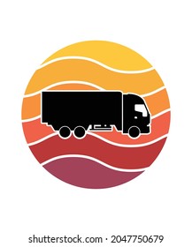 Truck Retro Sunset Design template. Vector design template for logo, badges, t-shirt, POD and book cover. Isolated white background.