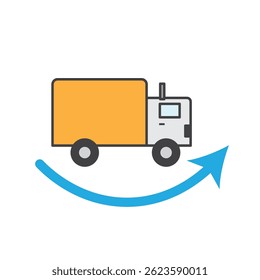 Truck with return arrow. Vector illustration