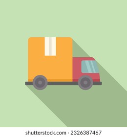 Truck return box icon flat vector. Goods product. Service shop