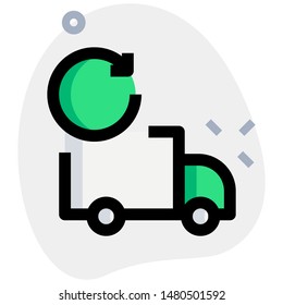 Truck returning from boarding location with loop arrow