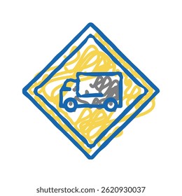 caminhão sinal de estrada ícone doodle esboço vetor. caminhão sinal de estrada. ilustração símbolo isolado