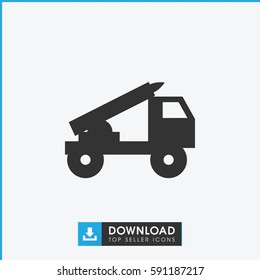truck rocket icon. Simple filled truck rocket vector icon. On white background.