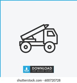 truck rocket icon. simple outline truck rocket vector icon. on white background.