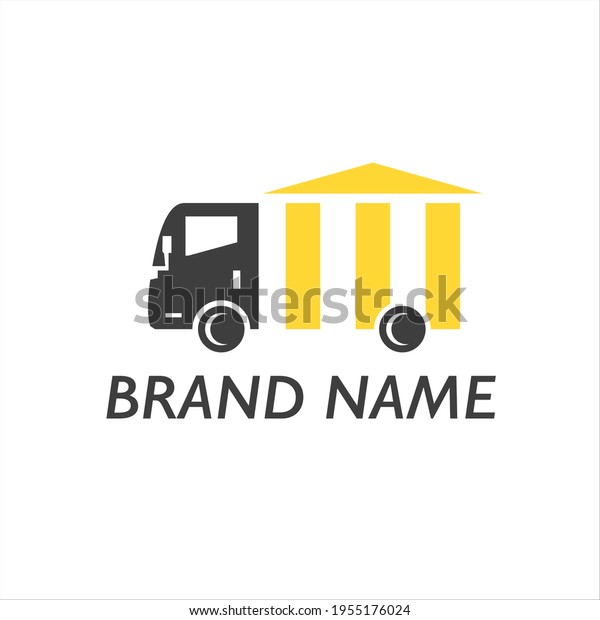 truck\
with roof, yellow color, logo for transport\
company