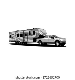 truck rv caravan car vector