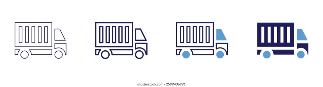 Truck for sale icon in 4 different styles. Thin Line, Line, Bold Line, Duotone. Duotone style. Editable stroke.