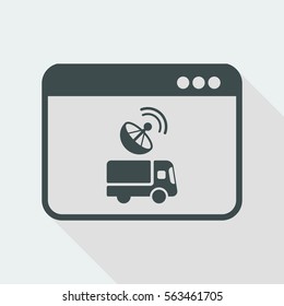 Truck with satellite control  - computer application - Vector flat icon