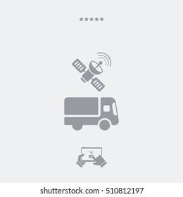 Truck with satellite control - Vector web icon