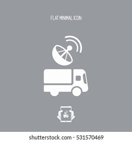 Truck with satellite control - Vector web icon