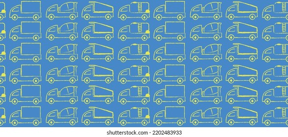 LKW-nahtlose Musterhandzeichnung unserer Kinder, das ist perfekte Kunst