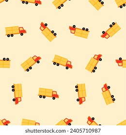 Truck seamless pattern. Suitable for backgrounds, wallpapers, fabrics, textiles, wrapping papers, printed materials, and many more. Editable vector.