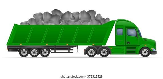 truck semi trailer delivery and transportation of construction materials concept vector illustration isolated on white background