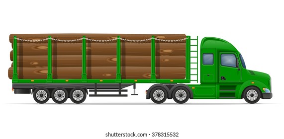 truck semi trailer delivery and transportation of construction materials concept vector illustration isolated on white background