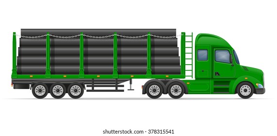 truck semi trailer delivery and transportation of construction materials concept vector illustration isolated on white background