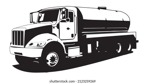 truck semi trailer with tank for transporting liquids illustration isolated on white background, american tanker semi truck isolated