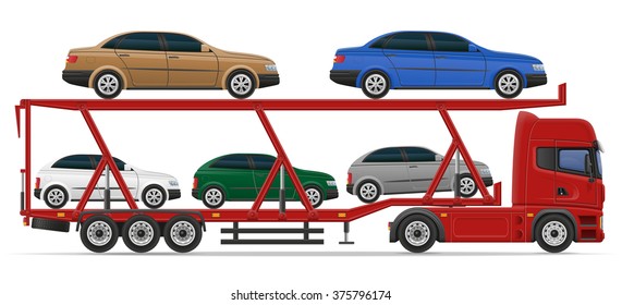 truck semi trailer for transportation of car concept vector illustration isolated on white background