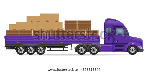 truck semi\
trailer for transportation of goods concept vector illustration\
isolated on white\
background