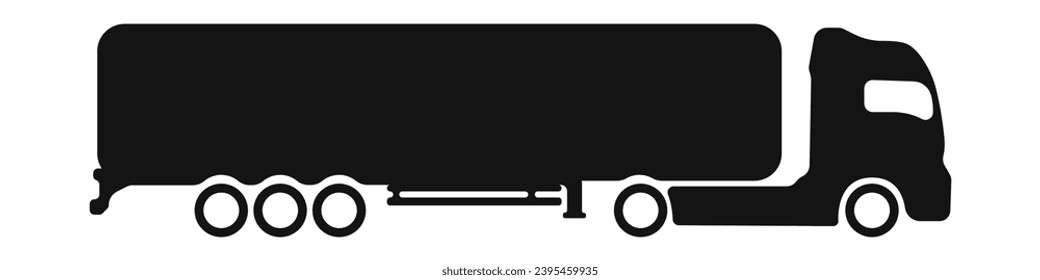 Truck with semi-trailer vector. A truck for the delivery of goods. Transport company logo. Outline truck vector.