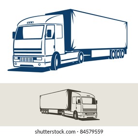 Truck with semitrailer. Vector illustration