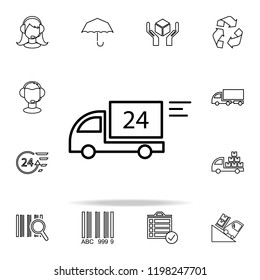 truck service 24 hours outline icon. Cargo logistic icons universal set for web and mobile