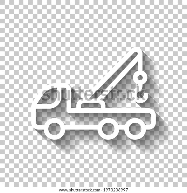 Truck,\
service for drivers, simple icon. White linear icon with editable\
stroke and shadow on transparent\
background