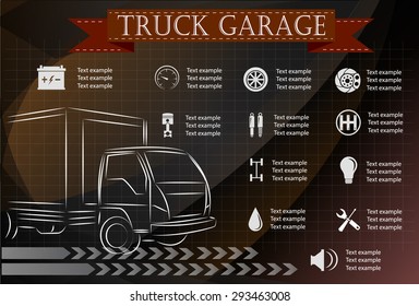 Truck service, repair Infographics. vector illustration