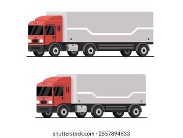 Truck set. Colored vector flat illustration. White background.