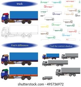 Truck.  Set of coloring book for children. Vector illustration