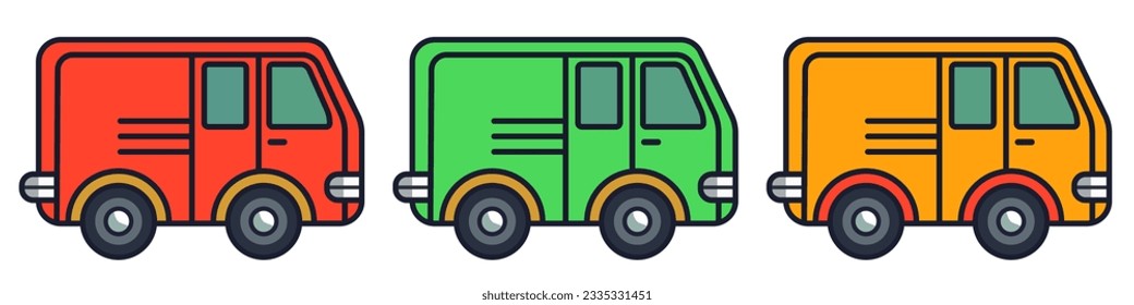 Camión. Conjunto de iconos vectoriales planos. Clipart vector aislado en fondo blanco.