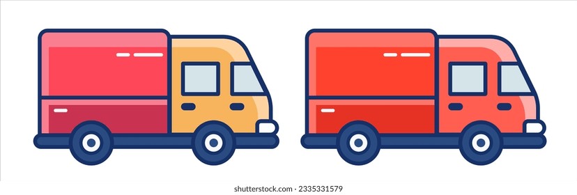 Truck. Set of flat vector icons. Vector clipart isolated on white background.