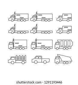 truck set icon set with black color  vector  isolated illustration editable