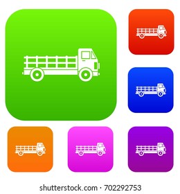 Truck set icon in different colors isolated vector illustration. Premium collection