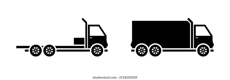 Truck set icons. Silhouette style. Vector icons.